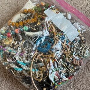 Large Ziplock Bag of Junk Jewlery